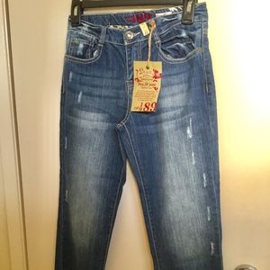 Girl’s cuffed crop jeans